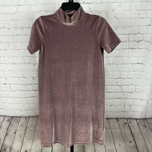 Madewell Mockneck Velvet Mini Mauve Shift Dress Size XXS